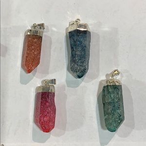 Aqua aura gemstone pendant